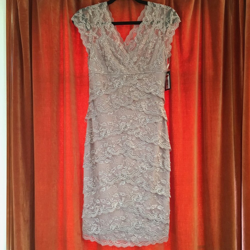 Dusty Mauve Lace Dress w/ small Pink Sequins